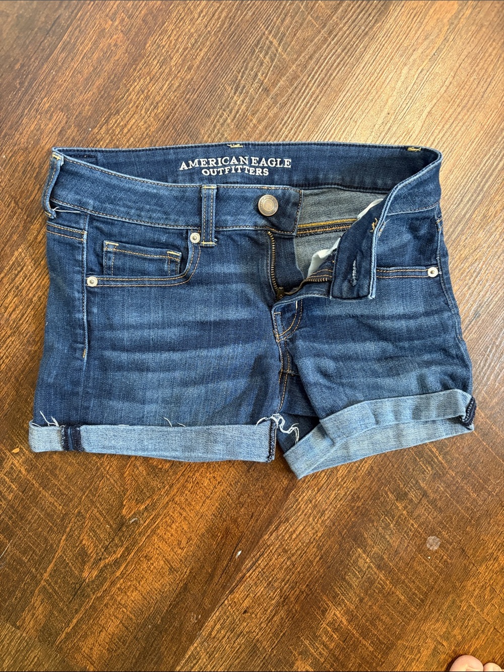 American Eagle Outfitters Dark Blue Cuffed Denim Women’s Shorts